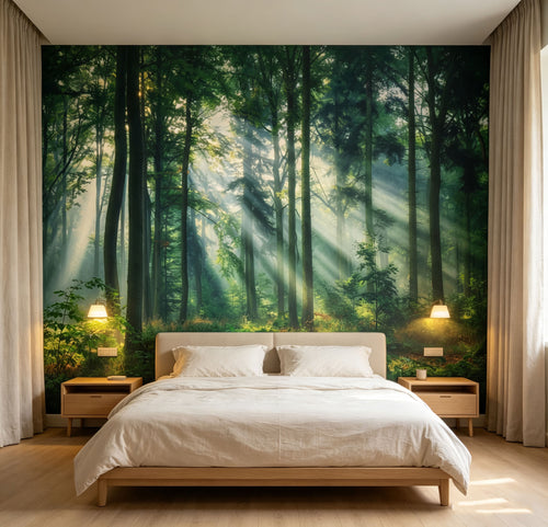 Sunlight piercing through the forest-B002