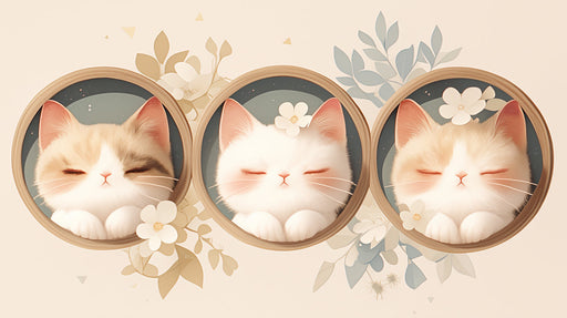 Sleeping Cats in Frames Mural Wallpaper